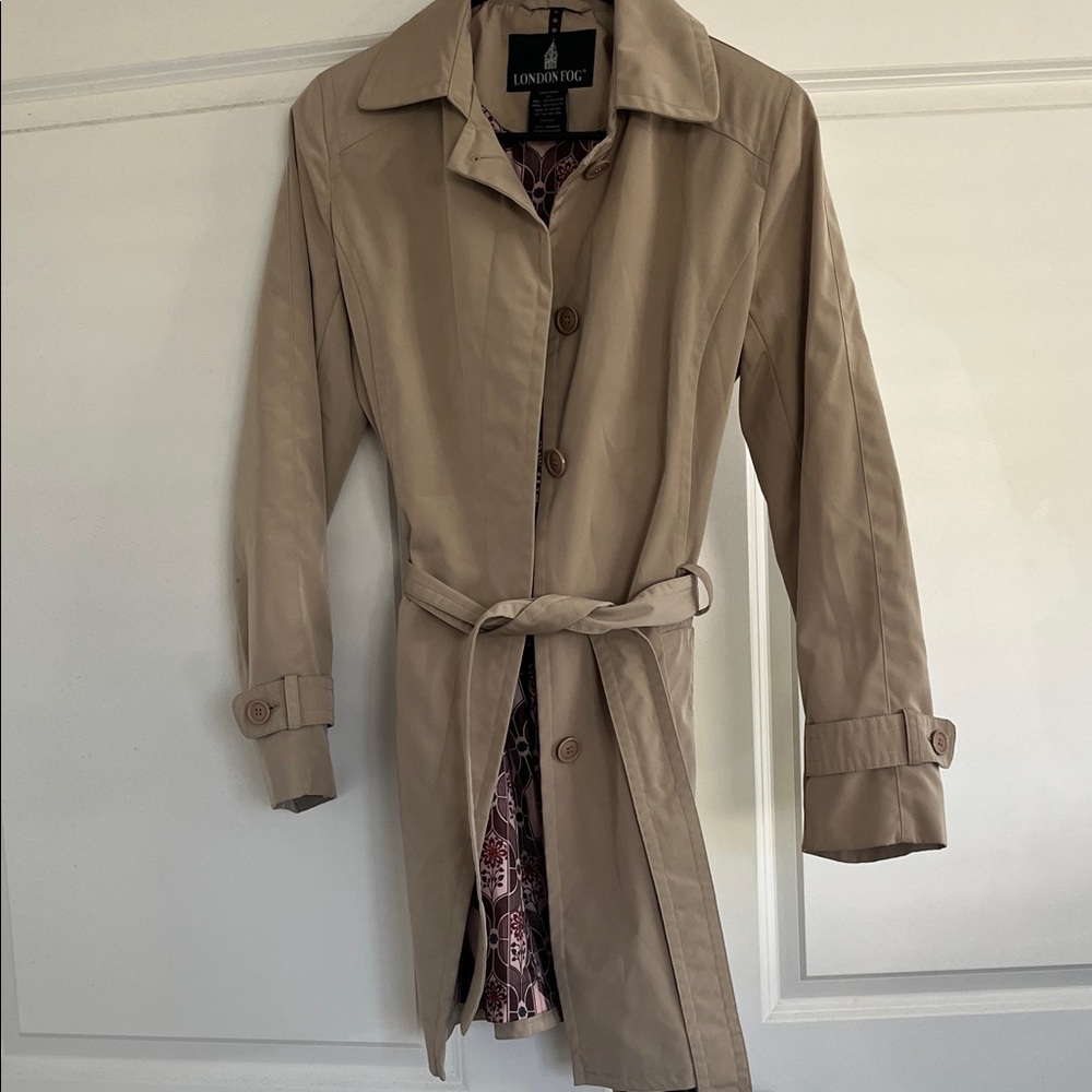 London Fog Beige Belted Trench Coat Small